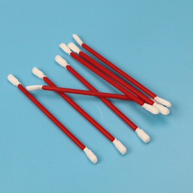 Lint Free Solvent Resistant Dacron Polyester Tipped Cleanroom Swab With Red Handle