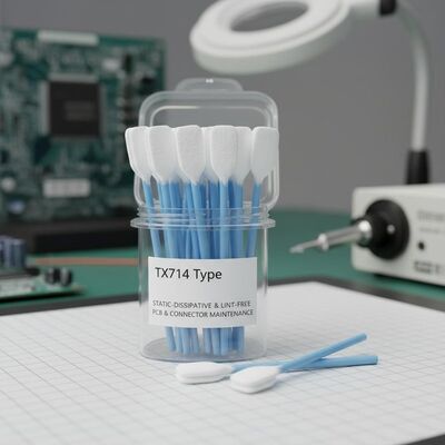 Dual-Layer Polyester Electronics Cleaning Swab: Static-Dissipative & Lint-Free for PCB & Connector Maintenance TX714 Type