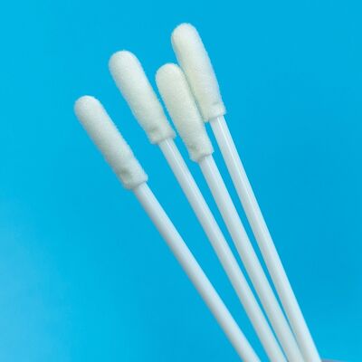 8 см одноразовый белый PP Stick Стерильный Пенообразный Ключевой Сэмп ВТМ Комплект Тест на грипп Пероральный Сэмп Экологическое Исследование Сэмп Поверхностный пробный сэмп