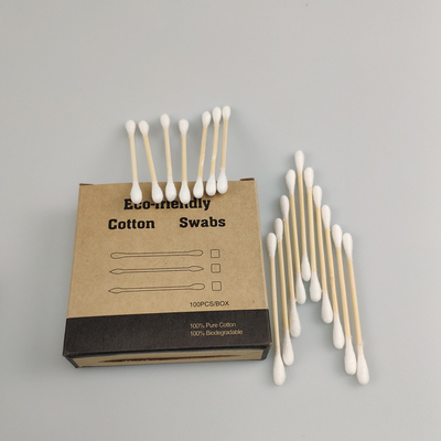 Бутоны хлопка двойных голов Biodegradable 75mm бамбуковые