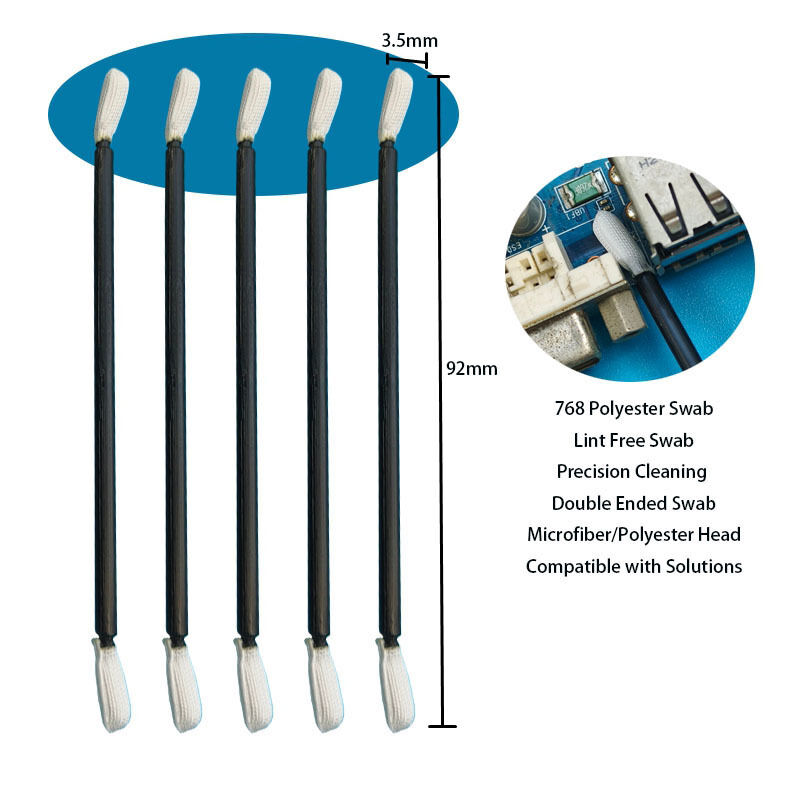768 Без линта Черная ручка Скрученная голова Полиэстерный мазок Точная чистка Детальный мазок для чистой комнаты