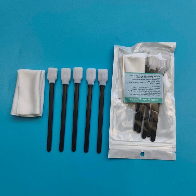 Lint Free Black Handle Rectangular Sponge Detailing Swab Foam Tip Swab Printer Cleaning Kit with Polyester Wipes