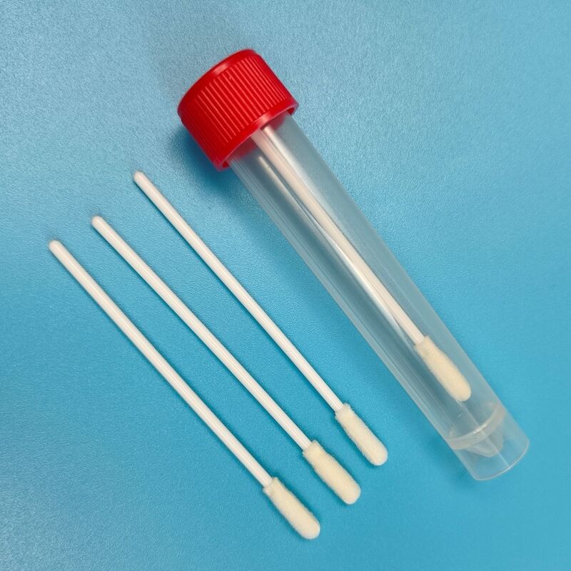 8 см одноразовый белый PP Stick Стерильный Пенообразный Ключевой Сэмп ВТМ Комплект Тест на грипп Пероральный Сэмп Экологическое Исследование Сэмп Поверхностный пробный сэмп